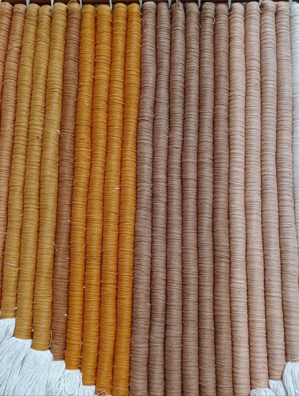NEW Macrame Hanging Wall Decor Artwork Cotton Ivory Rusted Orange 24